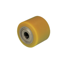 Samostatné kolo se žlutou polyuretanovou obručí  TWK 085Dx100x25